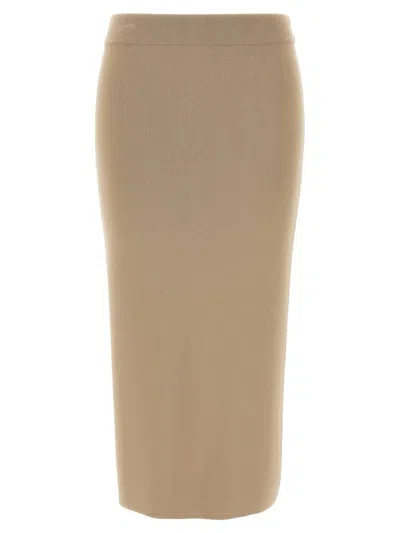 Max Mara Ribbed Texture Midi Length Elastic Waistband Skirt