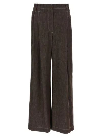 Brunello Cucinelli Wide Leg Jeans Brown In Brown