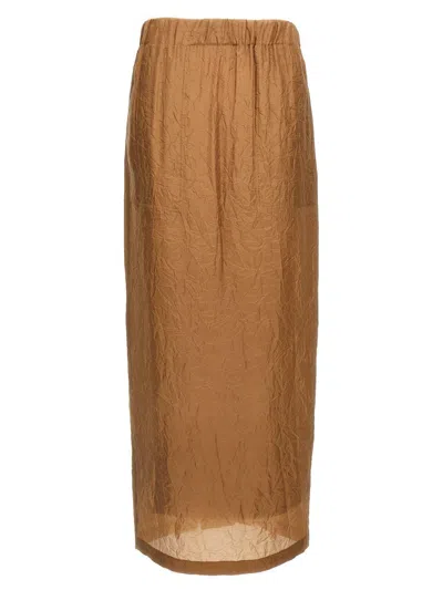 Max Mara Mid-length Crinkled Maxi Skirt With Elastic Waistband In Multi