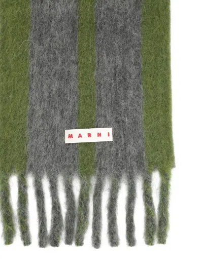 Marni Fringed Ends Striped Pattern Scarves