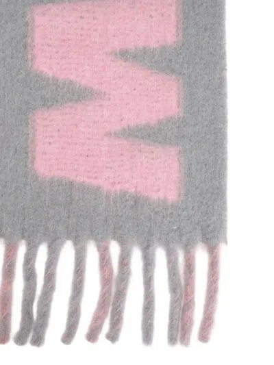 Marni Soft Fringe Striped Scarf In Pink
