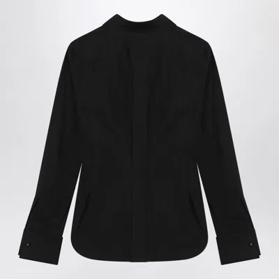 Max Mara Black Cotton Shirt With Logo Women In Black