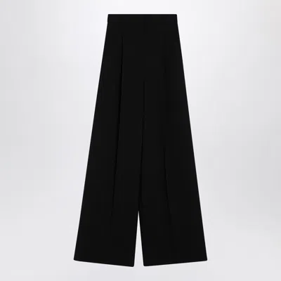 Max Mara Long Wide-leg Trousers With Tailored Fit And Side Pockets In Black