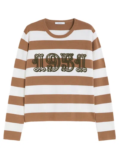 Max Mara 1951 Embroidery Wool Striped Sweater Clothing