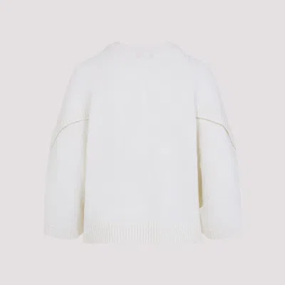 Max Mara Relaxed-fit Wool-cashmere Blend Sweater With Button Details In White