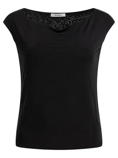 Max Mara Valzer Silk V-neck Top In Black