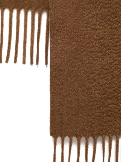 Max Mara Luxurious Scarf With Textured Finish And Frayed Edge In Brown