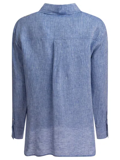 Max Mara S Blue Linen Shirt