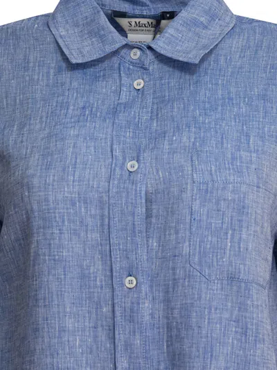 Max Mara S Blue Linen Shirt