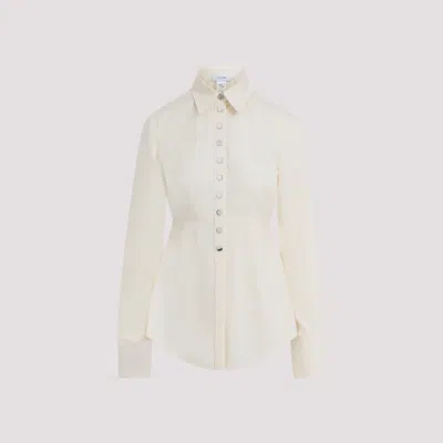 Sportmax Pointed Collar Butter White Cotton Azoto Shirt In White