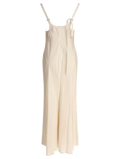Sportmax Unione V-neck Midi Dress In Neutral