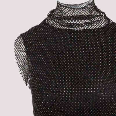 Sportmax Fitted Mini Dress With Textured Mesh Overlay In Black