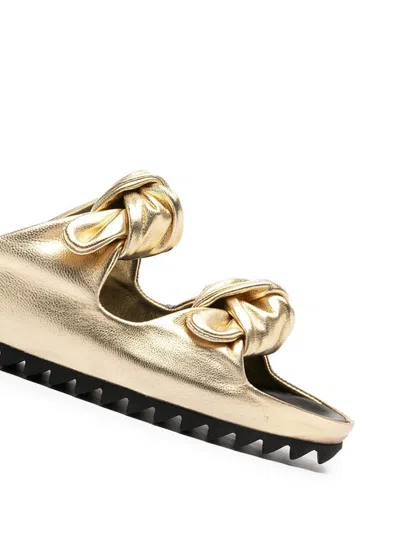 Officine Creative Knotted Double-strap Sandals In Gold