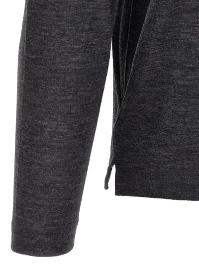 Zanone Heathered Grey Crewneck Wool Sweater With Classic Fit In Black