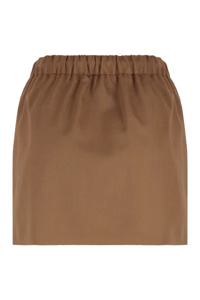 Max Mara Wool Blend Mini Skirt With Tassel Detail In Brown