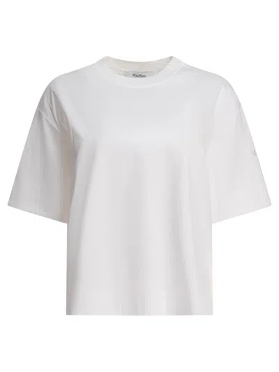 Max Mara Crew Neck Short Sleeve Tops With Side Slits In White