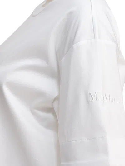 Max Mara Crew Neck Short Sleeve Tops With Side Slits In White