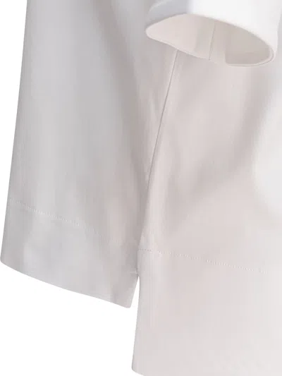 Max Mara Crew Neck Short Sleeve Tops With Side Slits In White