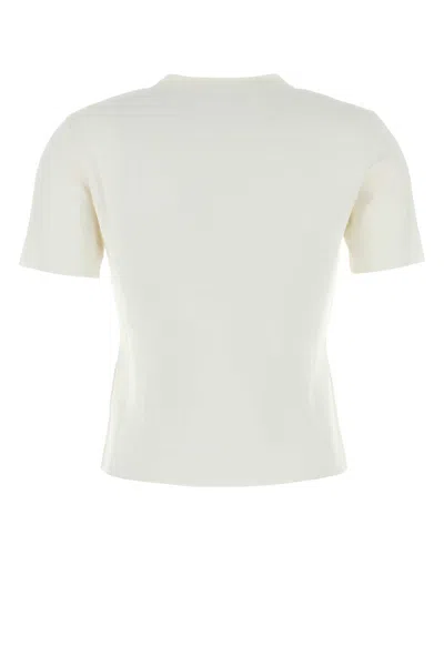 Max Mara Ivory Stretch Viscose Blend T-shirt In White