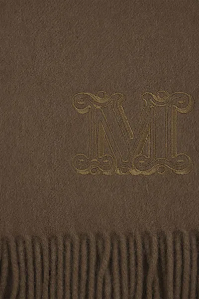Max Mara Luxurious Scarf With Textured Finish And Frayed Edge In Brown