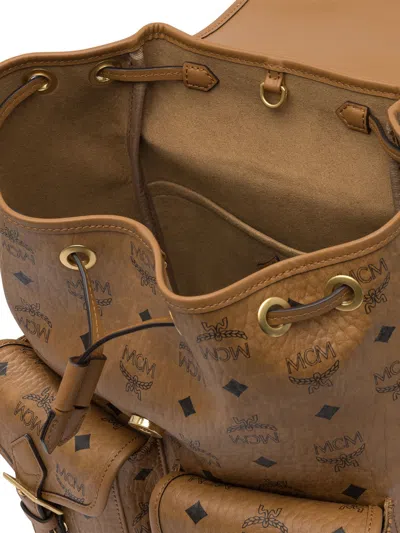 Mcm Straps Adjustables Front Pockets Top Handle In Brown