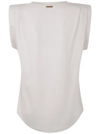 Michael Michael Kors Crew Neck Pleated Top In Neutral