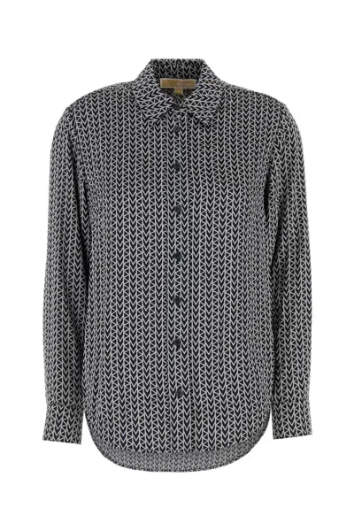 Michael Michael Kors Michael By Michael Kors Embroidered Satin Shirt In Black