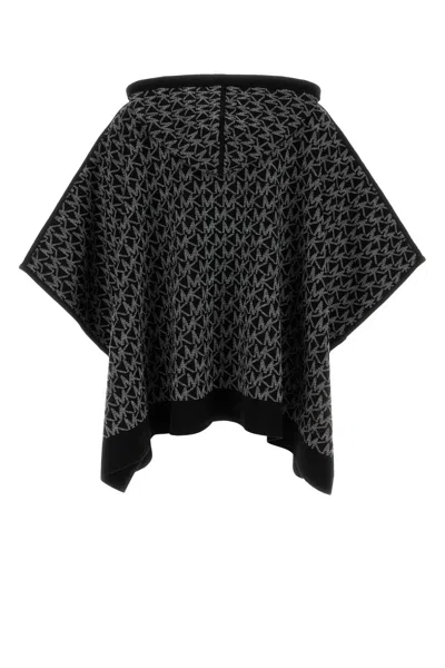 Michael Michael Kors Michael By Michael Kors Embroidered Wool Blend Poncho In Black