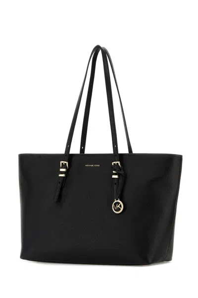 Michael Michael Kors Michael By Michael Kors Black Leather Large Quinn Shopping Bag