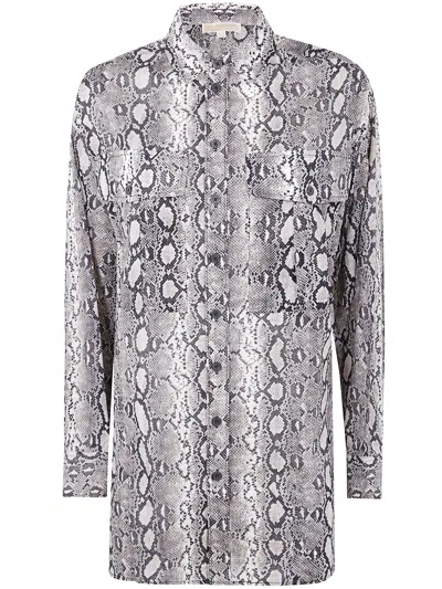 Michael Michael Kors Long Sleeve Oversized Snake Shirt In Multi