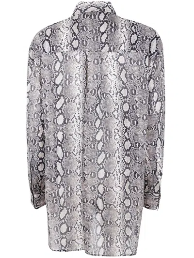 Michael Michael Kors Long Sleeve Oversized Snake Shirt In Multi