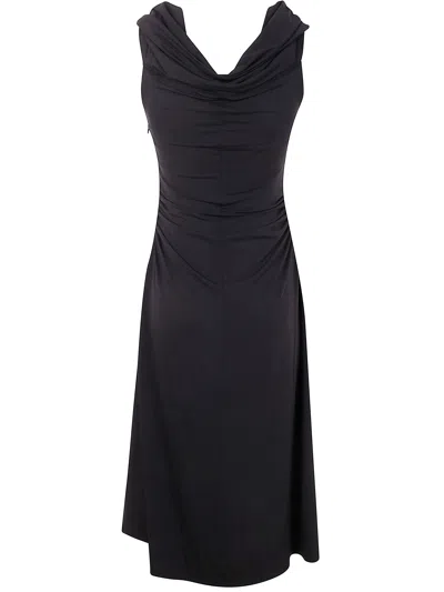 Michael Michael Kors Off Shoulder Twist Midi Dress In Black