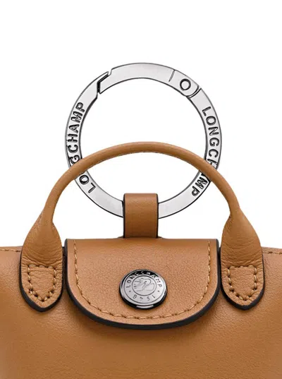 Longchamp 'le Pliage Xtra' Brown Keyring With Logo Lettering