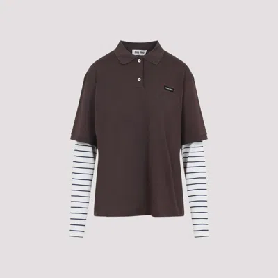 Miu Miu Lapel Long Sleeve Polo Shirt