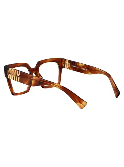 Miu Miu Tabacco Striato Acetate Glasses In Brown