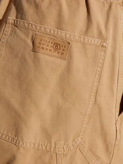 Mm6 Maison Margiela Beige Cotton Canvas Trousers In Brown