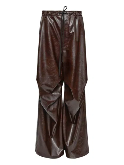 Mm6 Maison Margiela Silk Pants In Burgundy