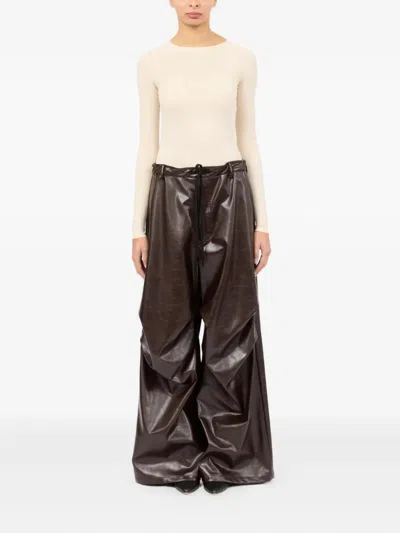 Mm6 Maison Margiela Silk Pants In Burgundy
