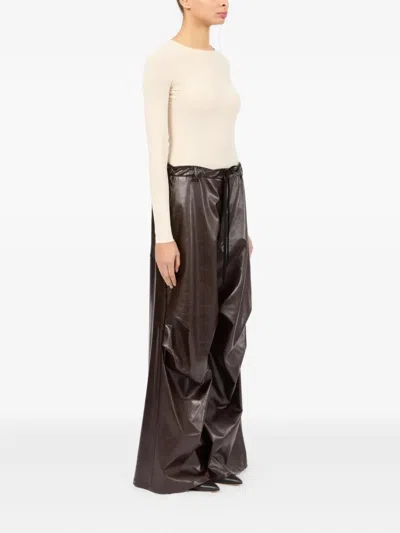 Mm6 Maison Margiela Silk Pants In Burgundy