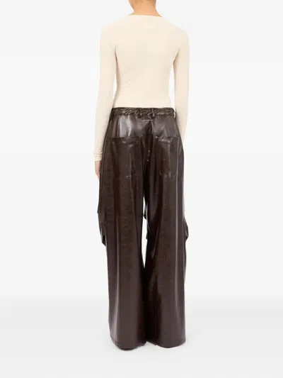 Mm6 Maison Margiela Silk Pants In Burgundy
