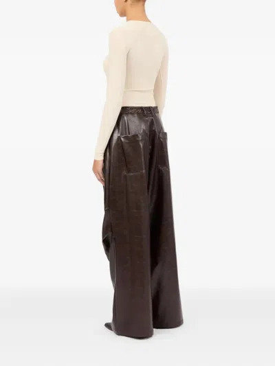 Mm6 Maison Margiela Silk Pants In Burgundy