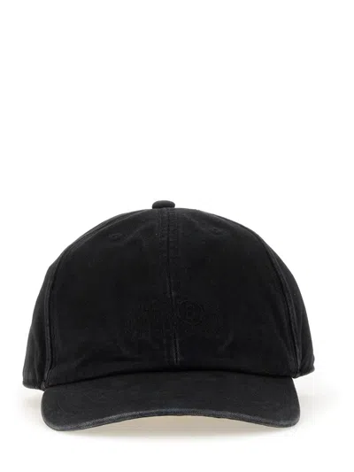 Mm6 Maison Margiela Mm6 By Maison Margiela Curved Brim Baseball Cap With Subtle Logo In Black
