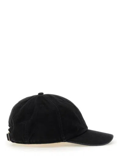 Mm6 Maison Margiela Mm6 By Maison Margiela Curved Brim Baseball Cap With Subtle Logo In Black