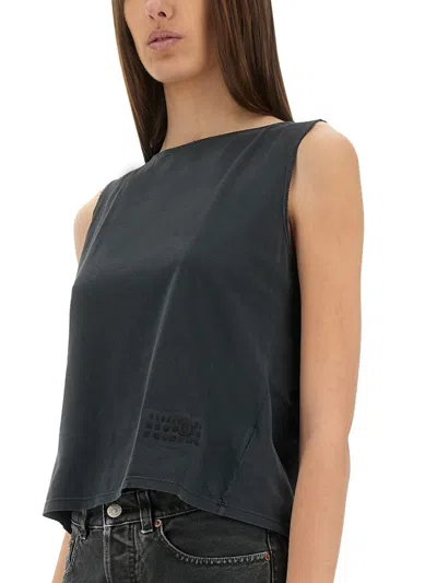 Mm6 Maison Margiela Cotton Tank Top In Black