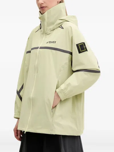 Adidas Originals X National Geographic Graphic-panel Rain Jacket In Yellow