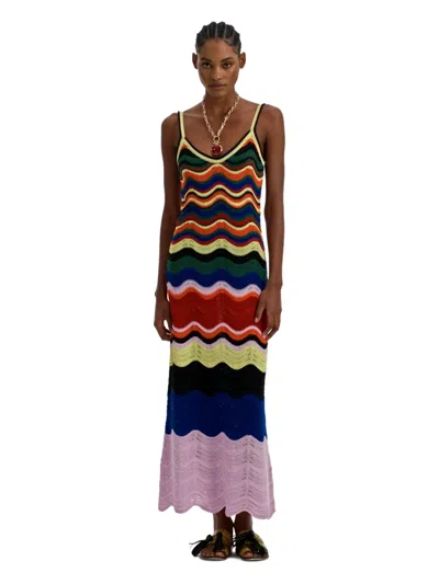 La Doublej Wave-pattern Knitted Maxi Dress