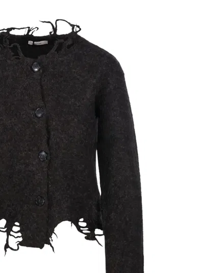 Haikure Jill Distressed Cropped Long Sleeves In Black