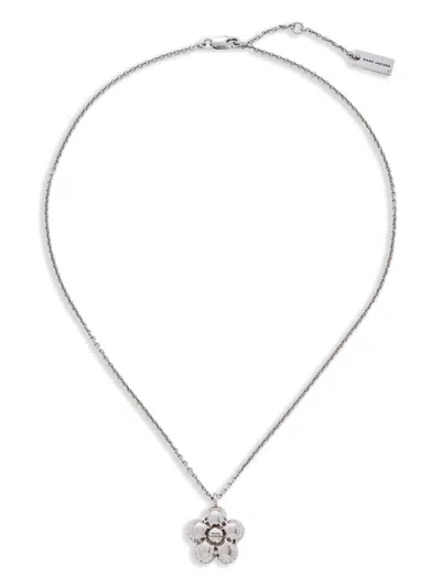 Marc Jacobs Adjustable Flower Pendant Necklace In Metallic
