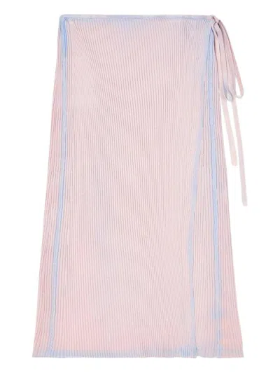 Diesel Wrap Skirt In Double-dyed Rib-knit In Pink