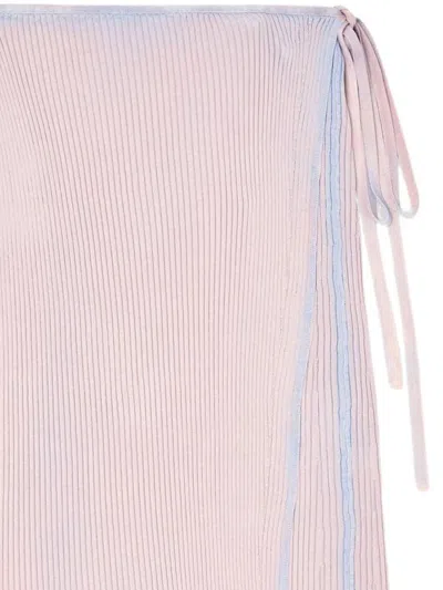 Diesel Wrap Skirt In Double-dyed Rib-knit In Pink